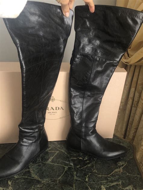 prada over the knee buckle boots